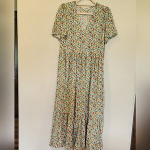 Boden Floral Maxi Dress Women's Size 10 Short Sleeve